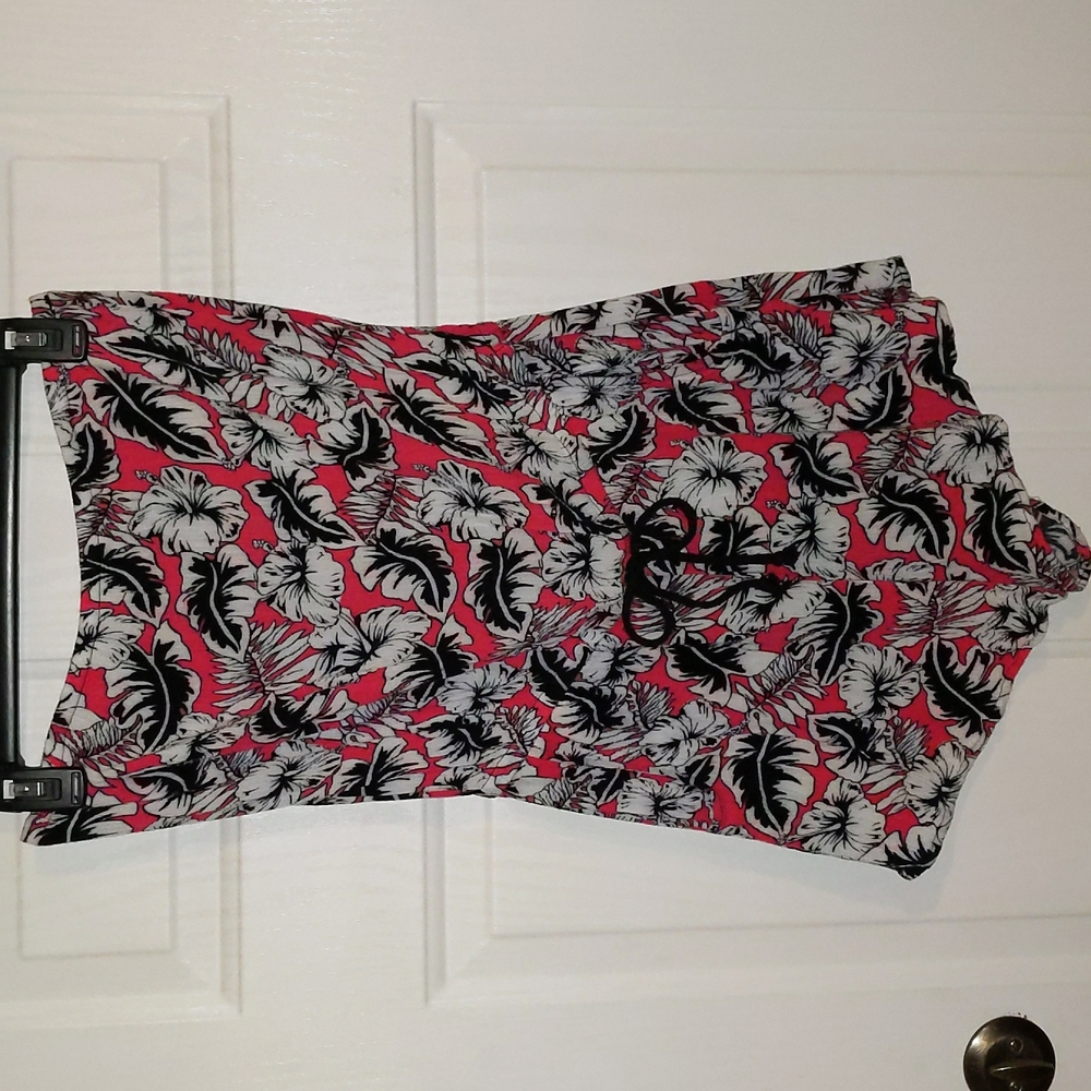 Ladies Timing Floral Strapless Romper with elastic top &  waistband Sz L…